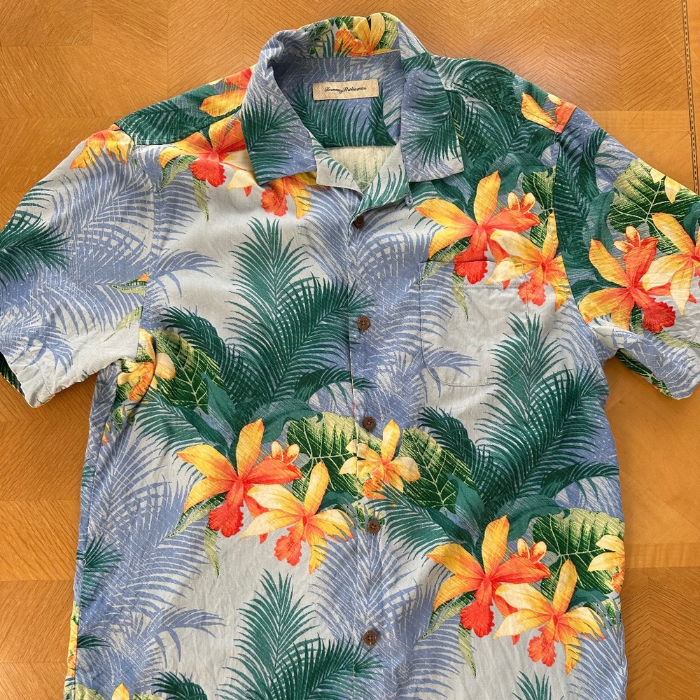 Men's L 100% Silk Tommy Bahama Tropical Shirt